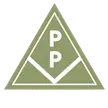 Logo of a triangular design featuring the letters "P" and "P" in white against a green background, representing a brand or organization.
