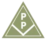 Logo of a professional organization featuring a triangular design with the letters "P" prominently displayed in the center, set against a muted green background.